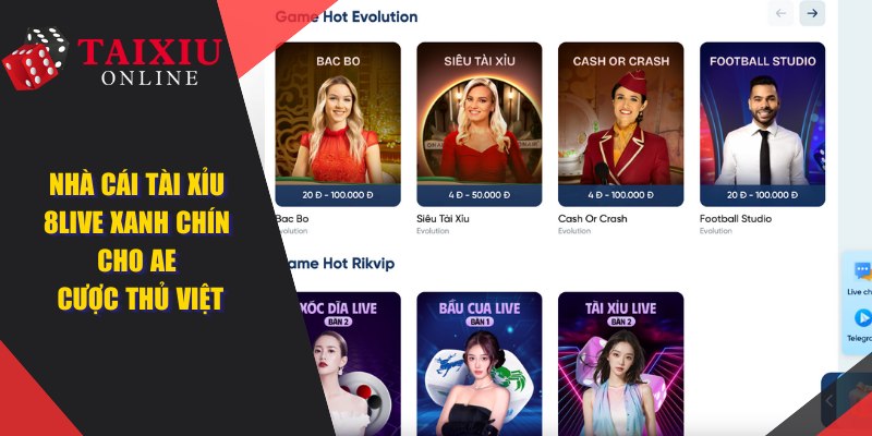 8LIVE - Nhà Cái Tài Xỉu Xanh Chín Cho Anh Em Cược Thủ Việt